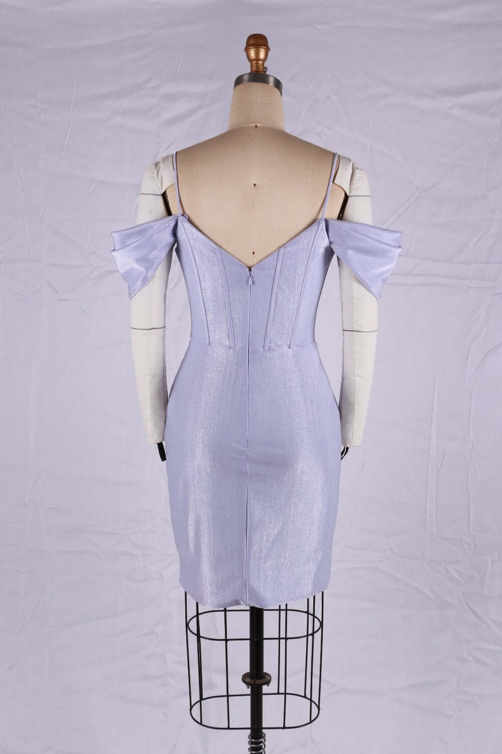 Elegant Lavender Off-Shoulder Bodycon Dress with Draped Sleeves for Cocktail Parties and Special Occasions | Pre order 6022