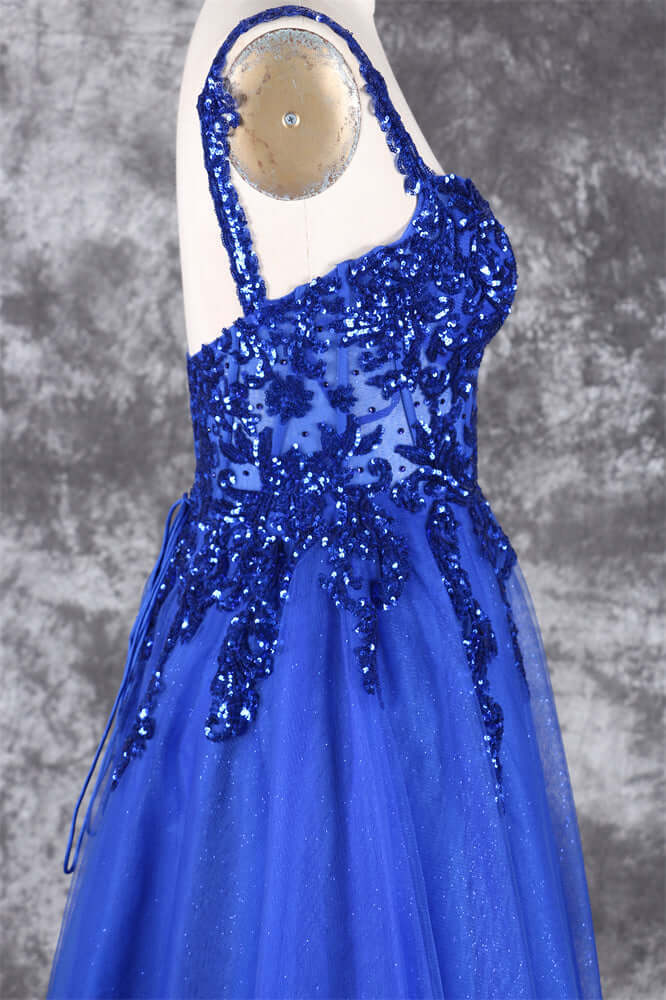 Floor-length royal blue gown