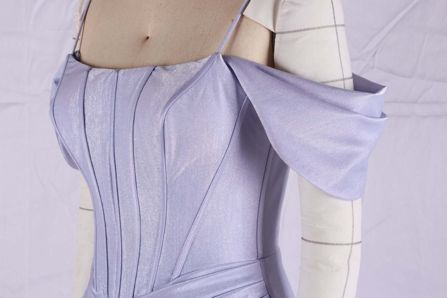 Elegant Lavender Off-Shoulder Bodycon Dress with Draped Sleeves for Cocktail Parties and Special Occasions | Pre order 6022