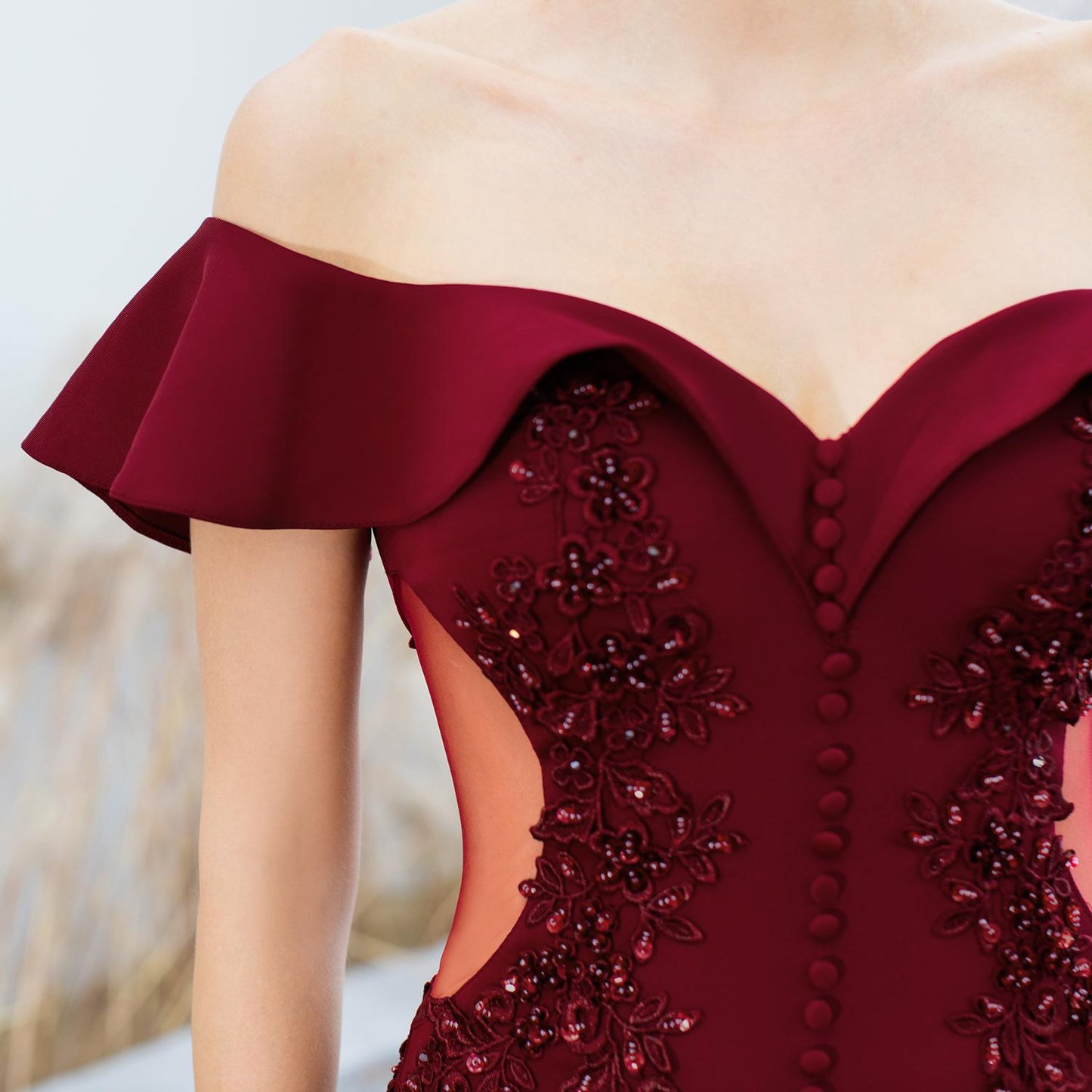 Elegantes schulterfreies Meerjungfrauenkleid mit perlenbesetztem Oberteil – Perfekt für formelle Veranstaltungen und Anlässe auf dem roten Teppich 16268
