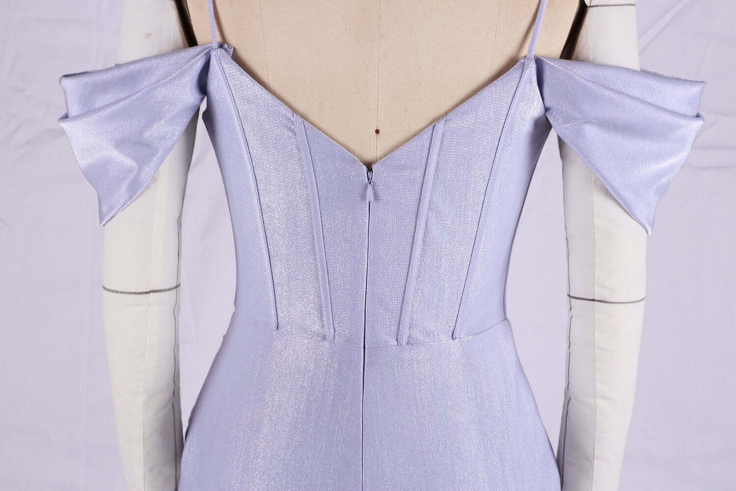 Elegant Lavender Off-Shoulder Bodycon Dress with Draped Sleeves for Cocktail Parties and Special Occasions | Pre order 6022