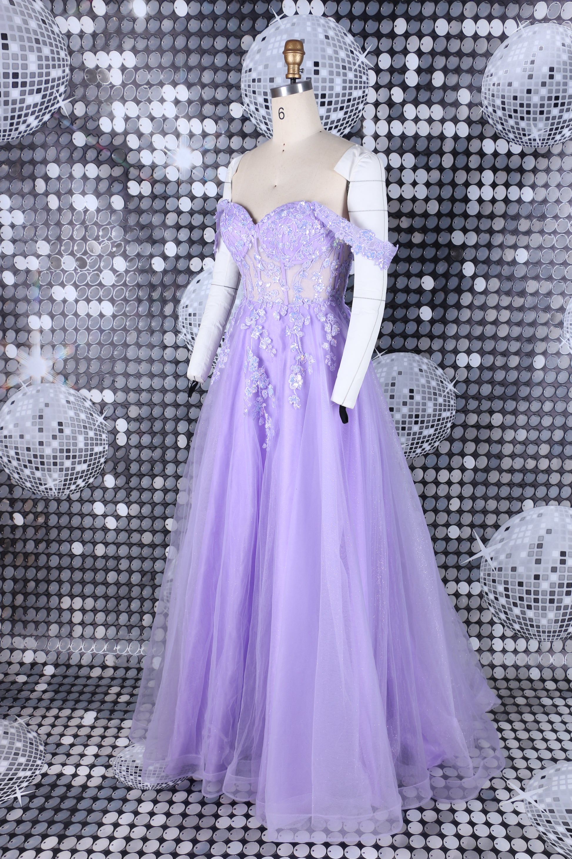 Embroidered lavender gown for weddings