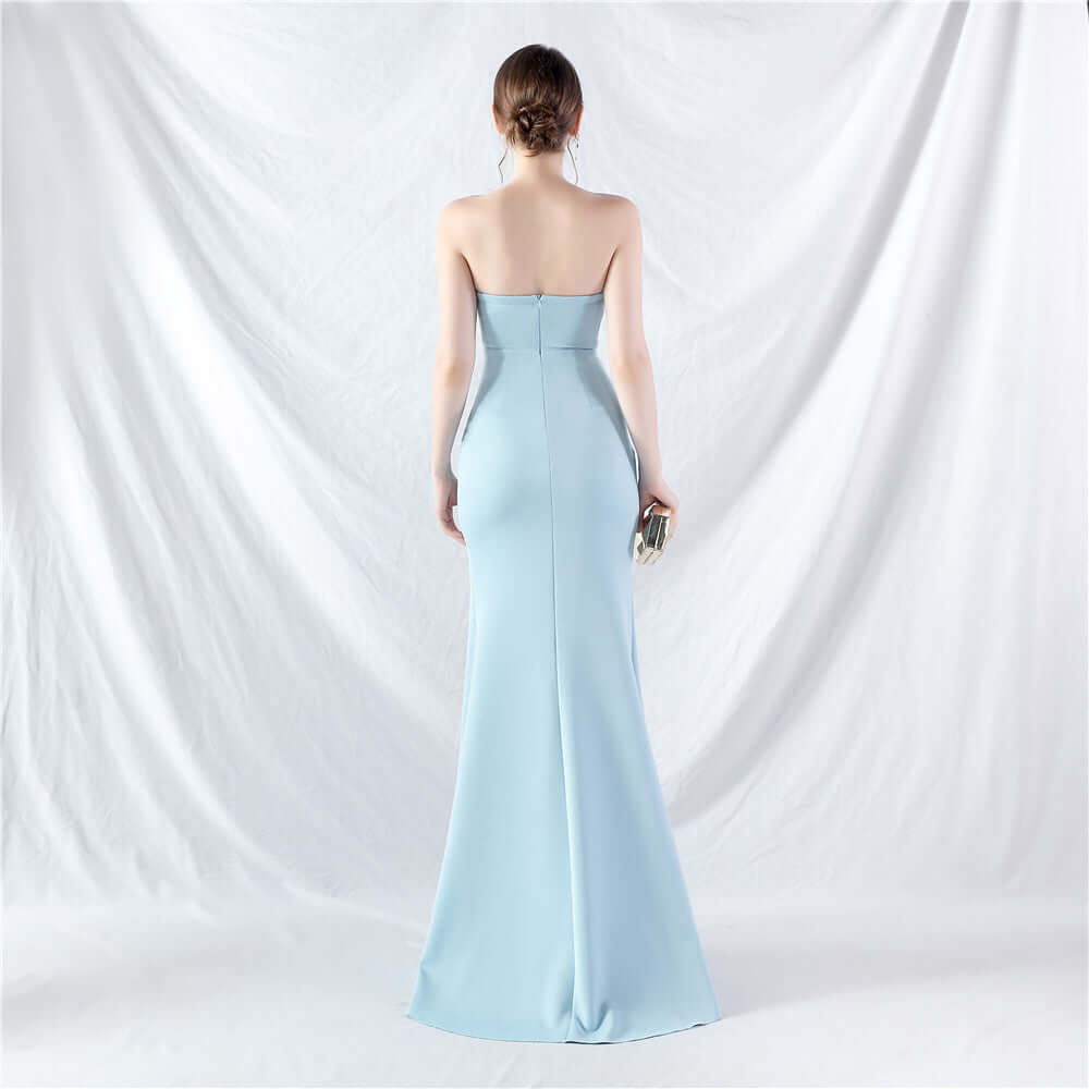 Elegant Strapless Gown with High Slit
