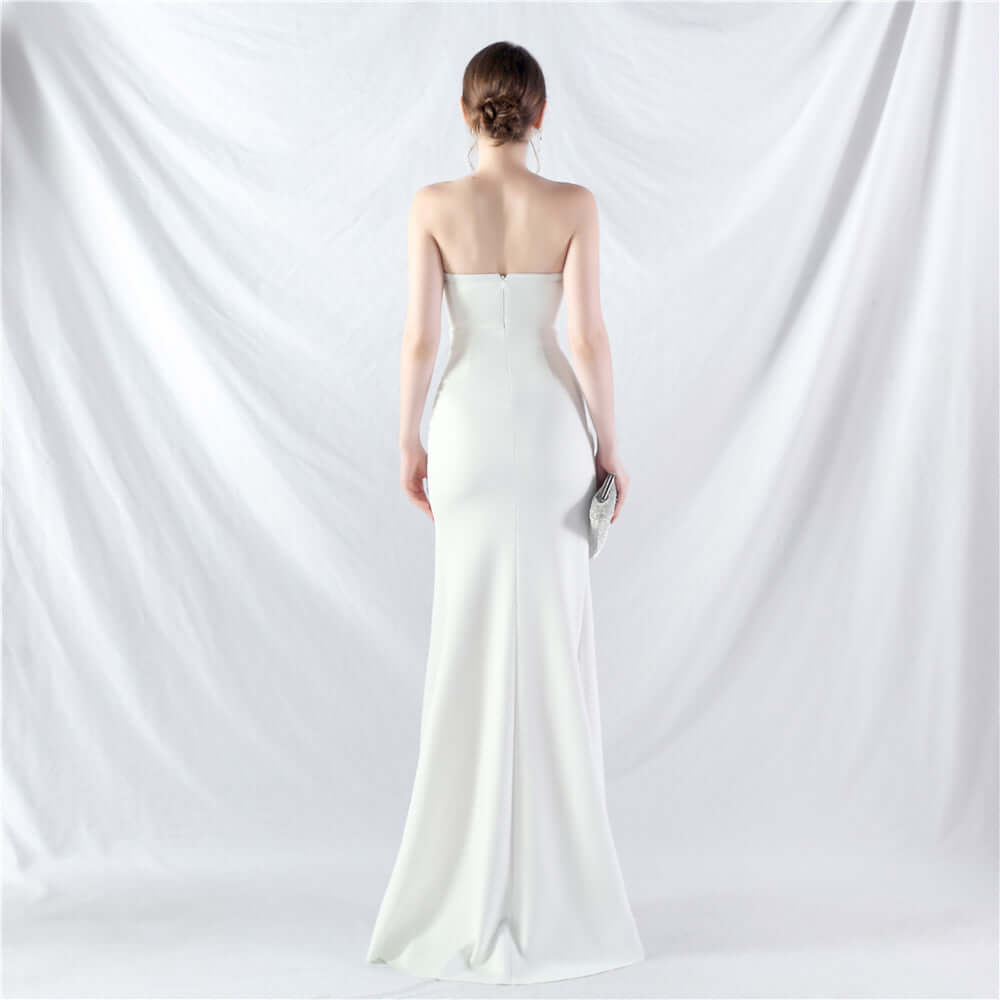 Elegant Strapless Gown with High Slit