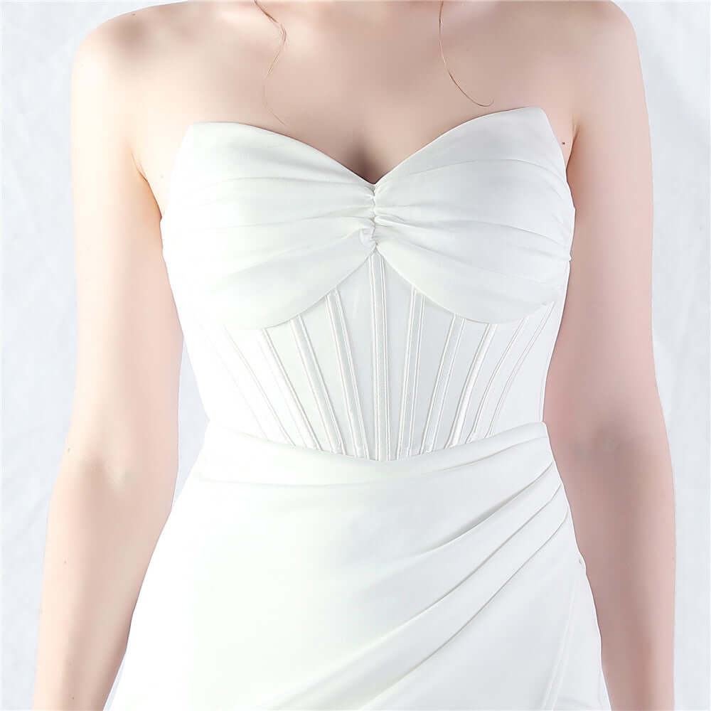 Elegant Strapless Gown with High Slit