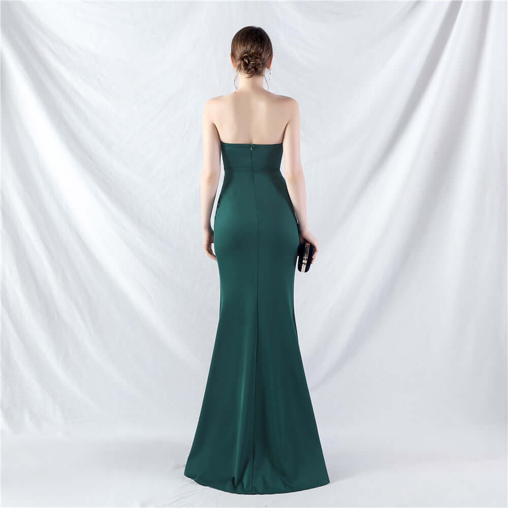 Elegant Strapless Gown with High Slit