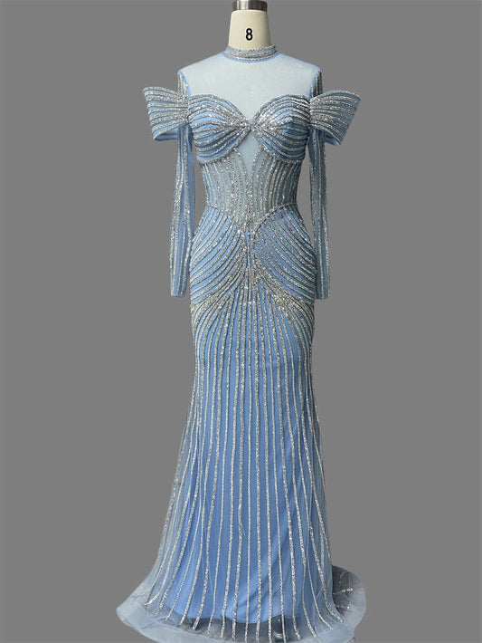 Mermaid style blue gown for red carpet