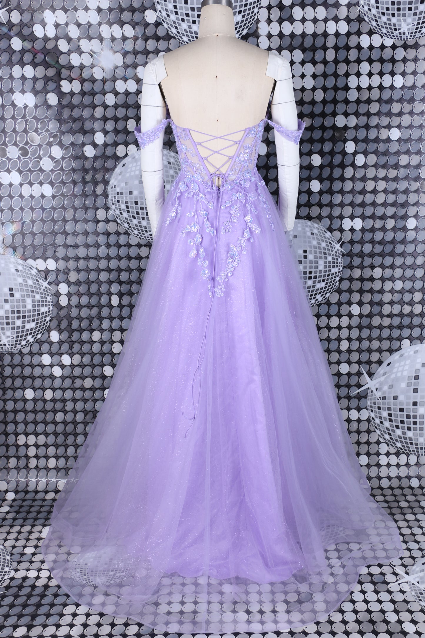 Lavender formal dress with crisscross back