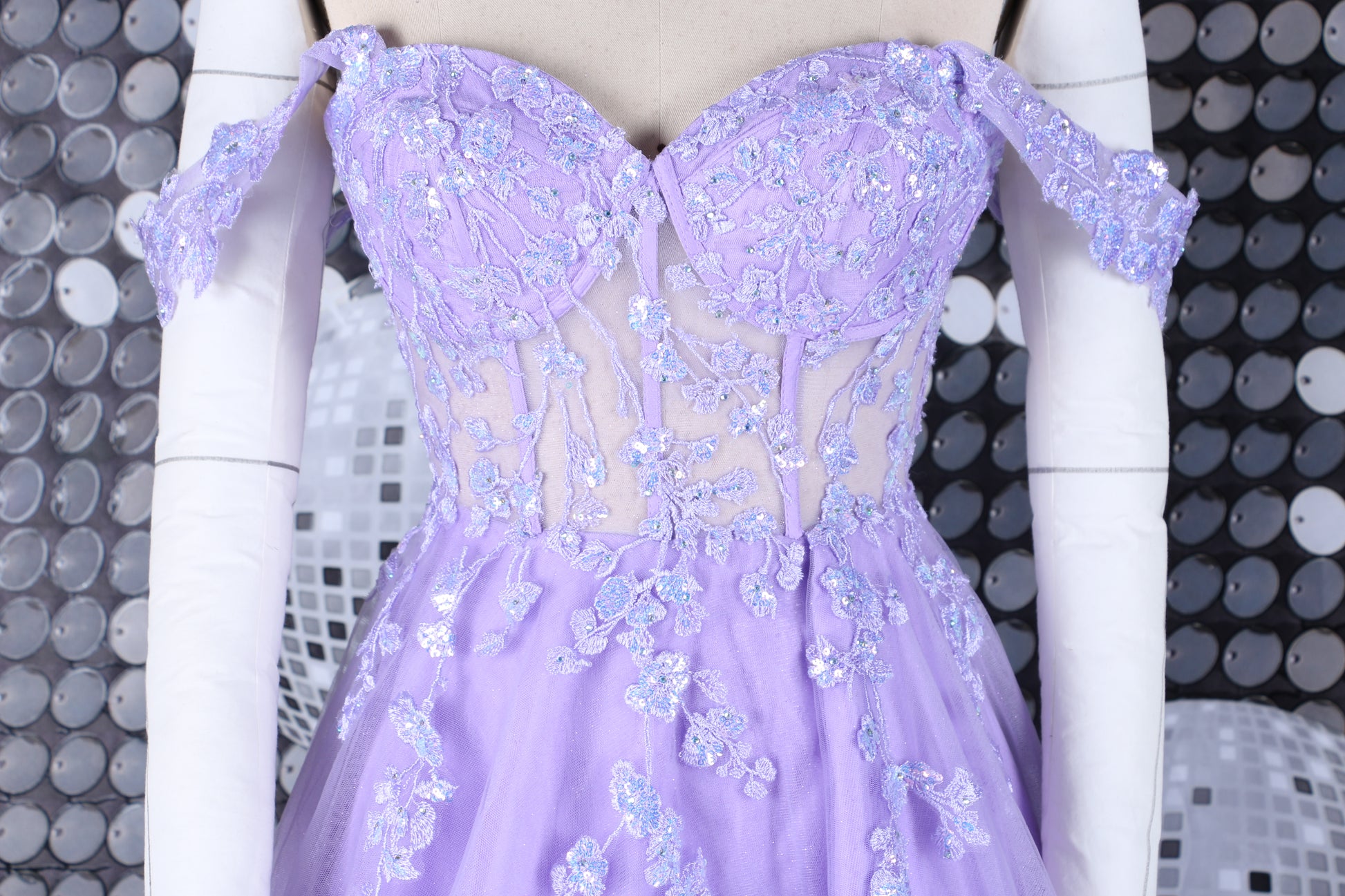 Fairytale prom dress with floral details
