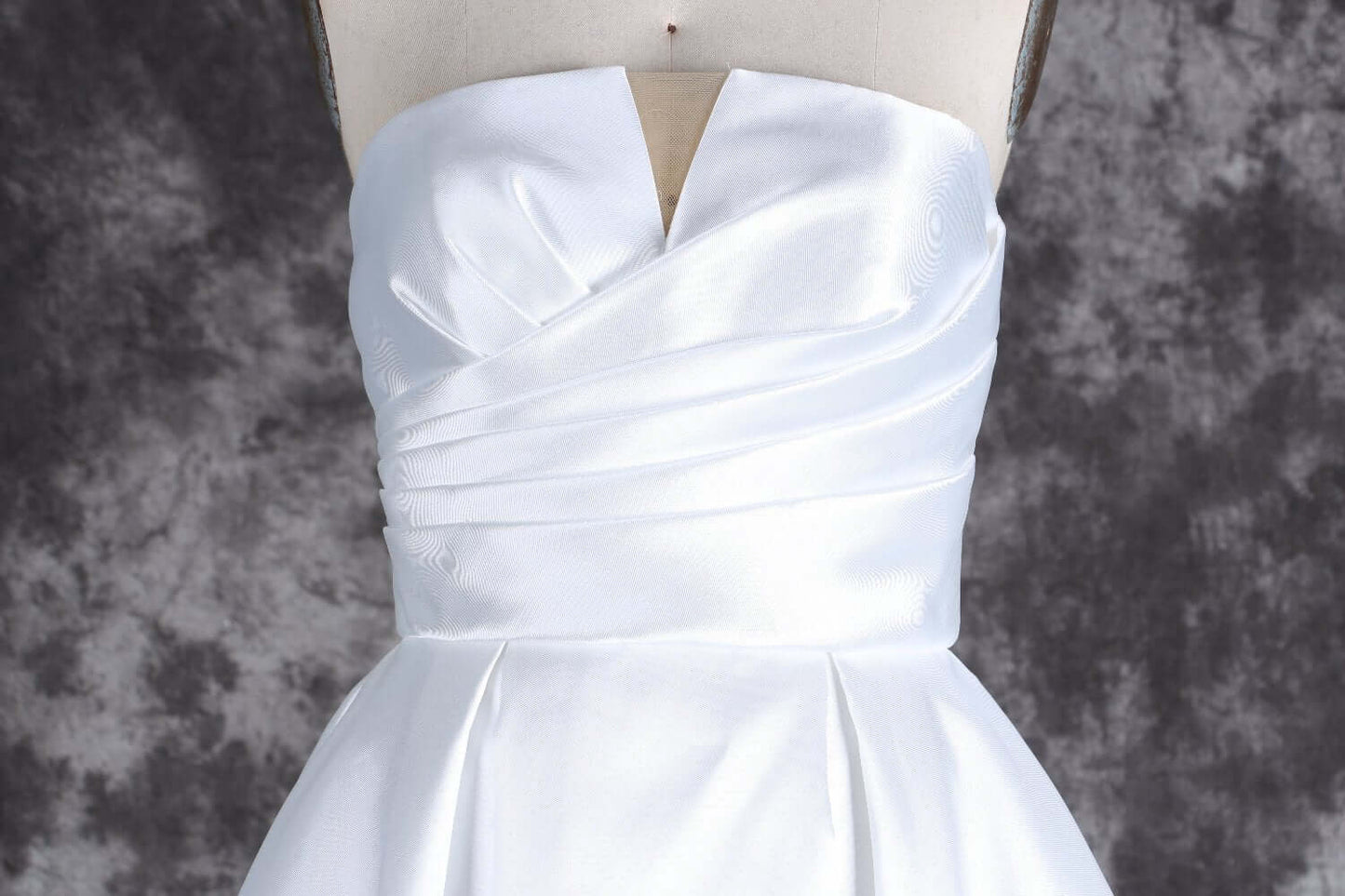 Elegant Strapless Satin Ball Gown Wedding Dress with Corset Back and Slit Skirt | Pre order 24118
