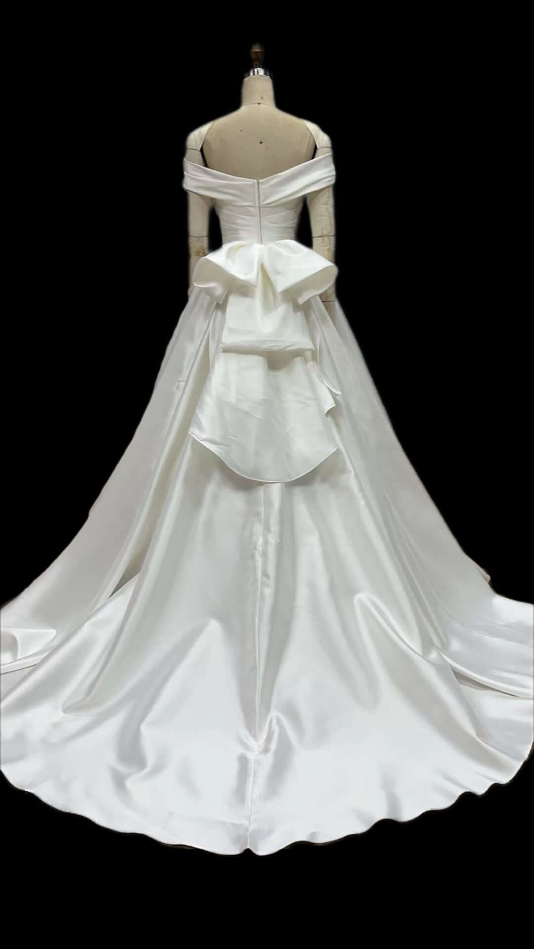 Satin wedding dress with bow back