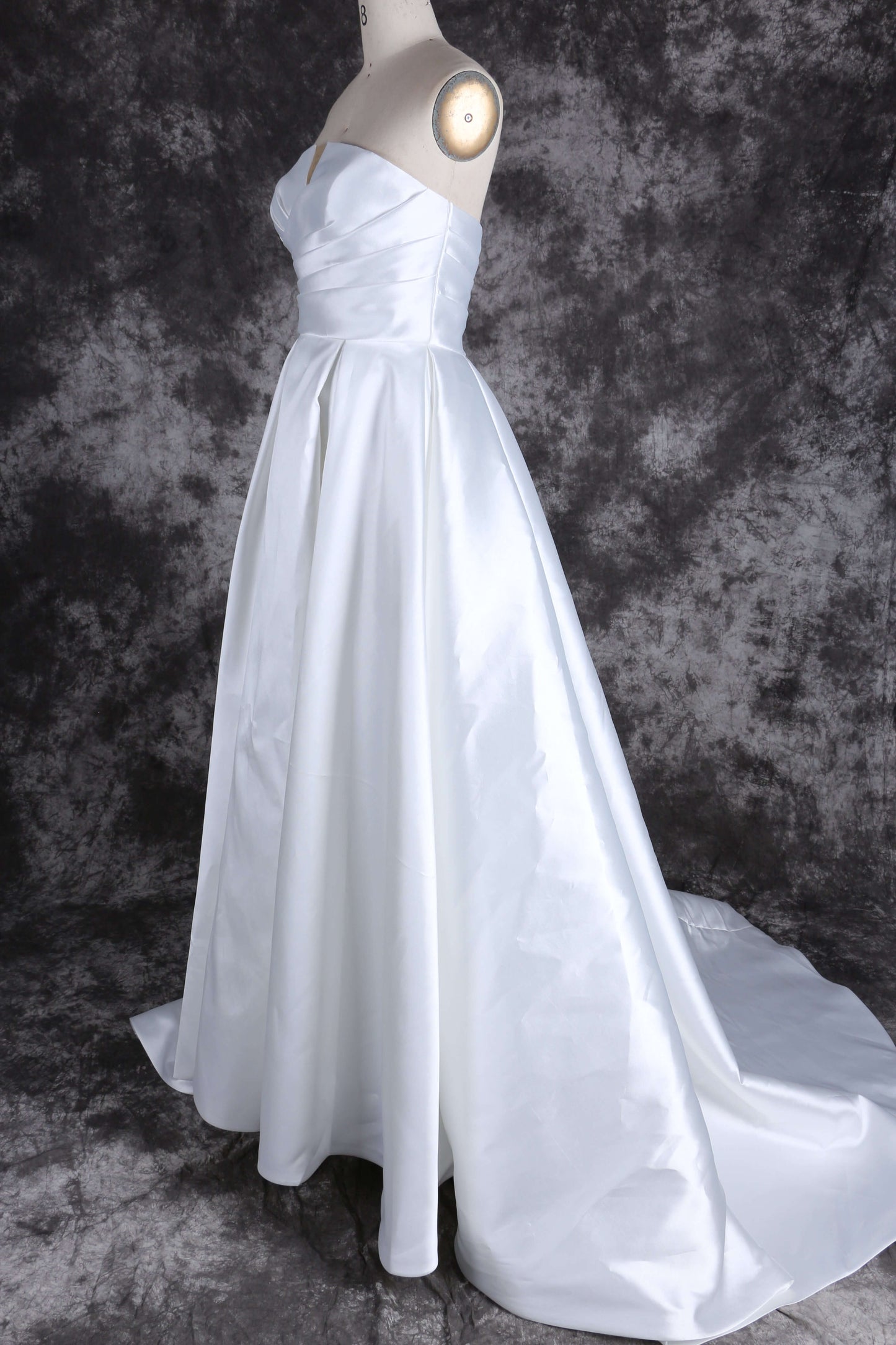 Elegant Strapless Satin Ball Gown Wedding Dress with Corset Back and Slit Skirt | Pre order 24118