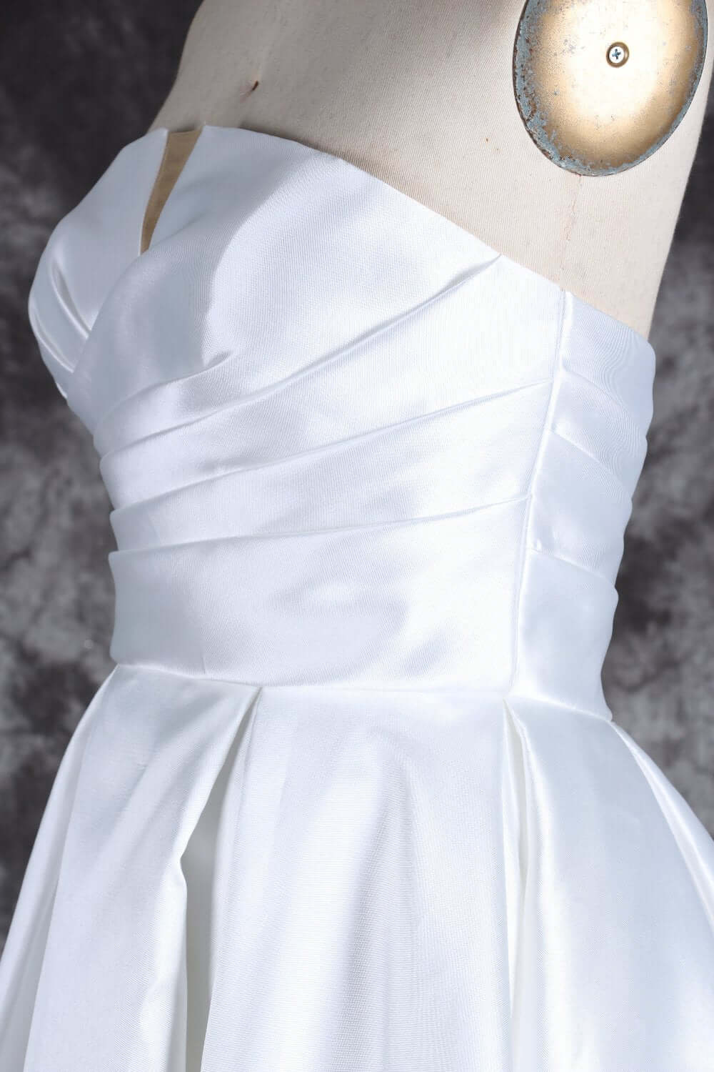 Elegant Strapless Satin Ball Gown Wedding Dress with Corset Back and Slit Skirt | Pre order 24118