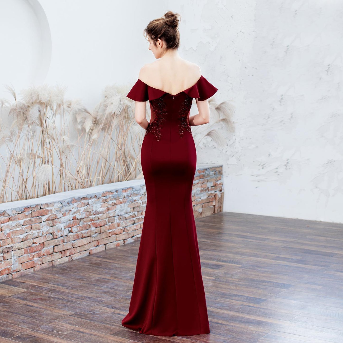 Elegantes schulterfreies Meerjungfrauenkleid mit perlenbesetztem Oberteil – Perfekt für formelle Veranstaltungen und Anlässe auf dem roten Teppich 16268