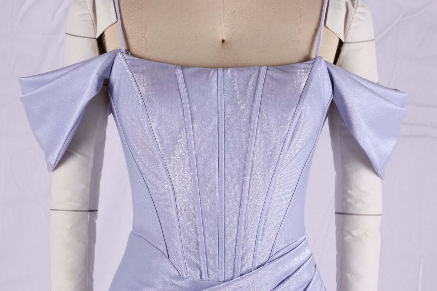 Elegant Lavender Off-Shoulder Bodycon Dress with Draped Sleeves for Cocktail Parties and Special Occasions | Pre order 6022